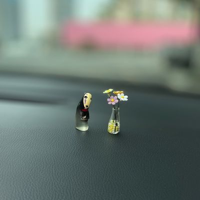 【CC】▣  Kaonashi Gold Car Central Decoration Healing Jewelry Ornaments Side Window Small Vase Decoration.