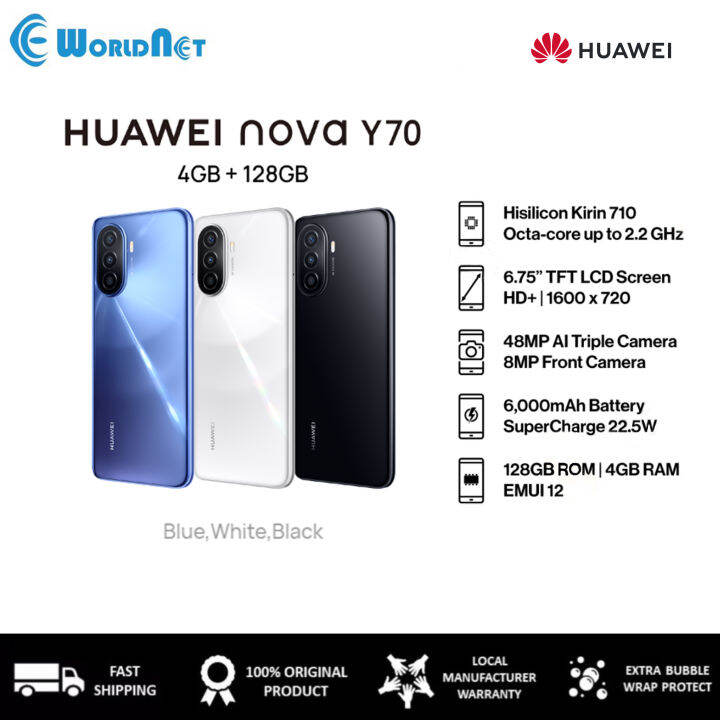 Huawei Nova Y70 Smartphone 6000 Mah 225w Huawei Supercharge 675 Inches Huawei Fullview 3861