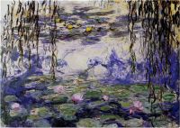 ดอกบัวภาพพิมพ์3ห่อผนังรูปงานศิลปะยืดและกรอบพร้อมที่จะแขวน12X18 537Monet