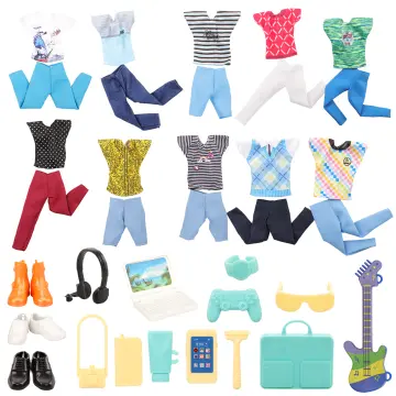 18 PCS Doll Clothes for Ken Doll Including Handmade 6 Tops 6 Pants Casual  Wear 2 Beach Pants 4 Pair of Shoes for 11.5 Inch Boy Doll Outfits for