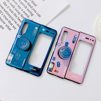 [Woo Fashion Case] เคส ZFold4 Funda สำหรับ Samsung Galaxy Z Fold 4 3 2ขาตั้งกล้องบลูเรย์ Fold4