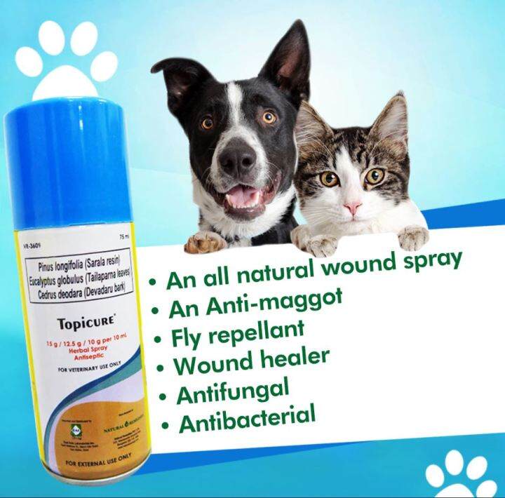 Topicure organic all natural and wound spray 75ml for pets livestock ...