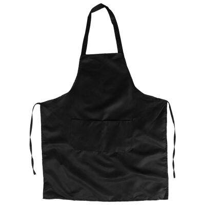 Unisex 2 Pocket Black Kitchen Apron Bib, One Size in Medium