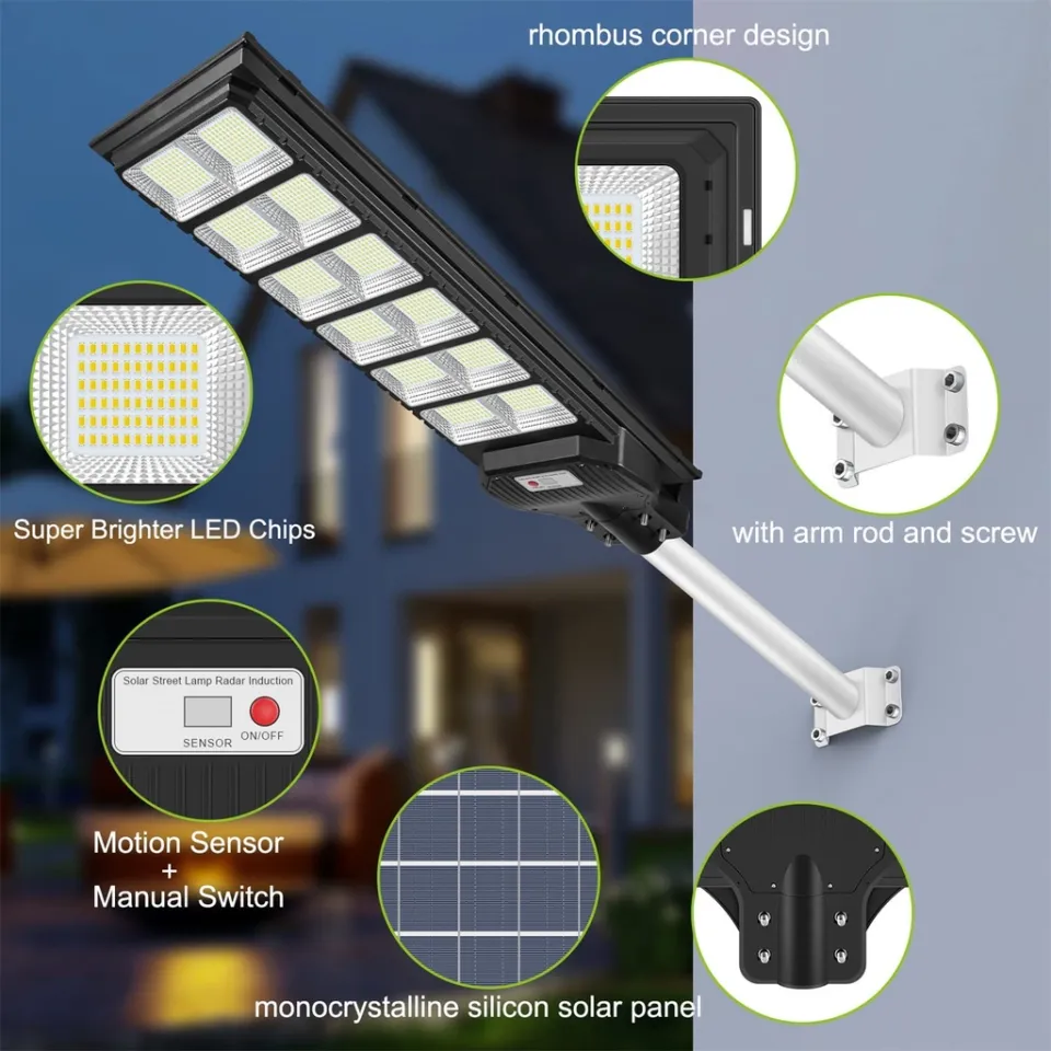 Heat sales ❅KEELAT 1000W Street Sensor Lamp Solar Light Outdoor Lighting LED  Lampu Jalan Remote Control Wall Lamp Waterproof IP67♞ Lazada