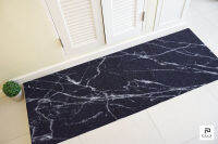 **ขายดี** พรมแต่งบ้าน พรมปูพื้น พรมกันลื่น ลายหินอ่อนสีดำ Marble Black #PRAW / size: 70x190 cm