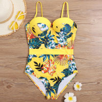 Sexy Yellow Female One Piece Swimsuit Closed Push Up Large Size Swimwear Plus Size Body Bathing Suit Women Bather Swim Beach