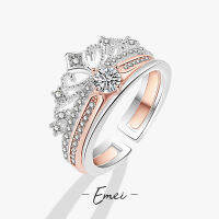 Light Luxury, Sparkling Zircon Castle Fireworks Stacking Ring, A Multi-wear Crown Set Ring Ring