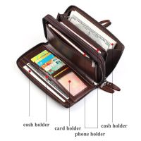 FreeShipping 20RM Men Business Wallet Long Leather Cltuch Bag Large Cards Holder Purse Handbag