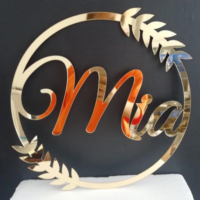 Personalized Door Sign Name Personalized Mirror Gold Wedding Name Sign Custom Baby Shower Signature Party Room Decor Cut