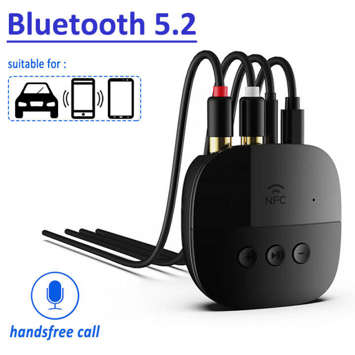 nfc-bluetooth-receiver-bt-5-2-u-disk-tf-card-rca-3-5มม-aux-jack-สเตอริโอเพลงอะแดปเตอร์เสียงไร้สายแฮนด์ฟรีไมโครโฟนสำหรับรถยนต์