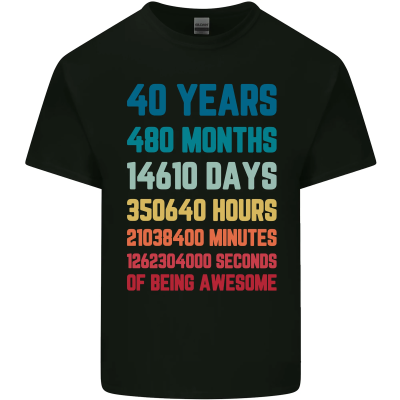 40Th Birthday 40 Year Old Mens Cotton Tshirt Tee