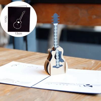 3D Birthday Pop Up Greeting Cards Guitar Card Anniversary Gifts Postcard Guitar party Wedding Invitations Cards with Envelope