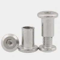 304 Stainless Steel Large Flat Head Inner Hexagon Screw Pair Knock Splint Bolt Childrens Furniture Bed Connection Pair Lock Nut M6 M8 M10