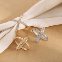 【cw】 Diamond-Embedded Cross Kerchief Scarf Retaining Ring All-Match Dual-Use Elegant Simple Accessories Shawl Corner Knotted Button Fixed ！