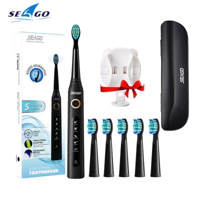 Seago SG507B แปรงสีฟันไฟฟ้าแบบโซนิกตั้งเวลาได้,แปรงสีฟันไฟฟ้า USB ชาร์จไฟได้หัวแปรงฟันอิเล็กทรอนิกส์ของขวัญที่ถือแบบใหม่