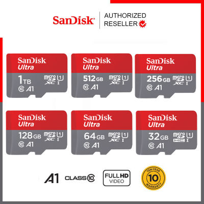 Sandisk Ultra microSD Card SDHC SDXC ความเร็วสูงสุด 150MB/s** ความจุ 32GB-1TB Class 10 A1 ไม่มีอะแดปเตอร์ เมมโมรี่การ์ด แซนดิส Memory ประกัน Synnex 10 ปี