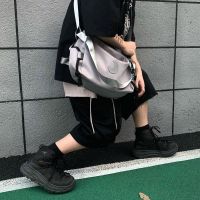 ◎✼♘ Trendy ins dark high street reflective moon tactical shoulder messenger bag for men and women Japanese all-match tooling tooling messenger bag