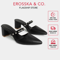 Erosska - Giày cao gót mũi nhọn phối dây đính ngọc cao 5cm màu đen _ EH043 thumbnail