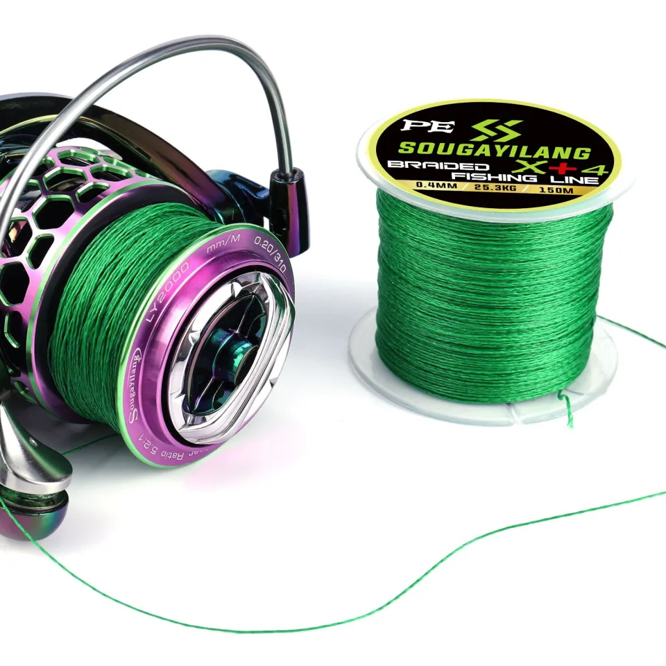 8/12 Strands Green+White Braided Fishing Line Multifilament 150M