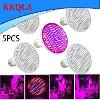 QKKQLA 5pcs 200 LED Indoor Plant Grow Light phyto Lamp Bulbs UV IR Full spectrum phytolamp Growing growbox tent for Flower Greenhouse