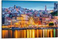 Porto Portugal เมืองเก่าเส้นขอบฟ้าศิลปะนอร์ดิกที่ทันสมัยจากโปสเตอร์ศิลปะกำแพงผ้าใบวาดภาพแม่น้ำโดรูสำหรับห้องนอนตกแต่งห้องนั่งเล่น1ชิ้นกรอบไม้ด้านในหรือไร้กรอบ (หรือกรอบอะลูมินัมอัลลอยสีดำ)