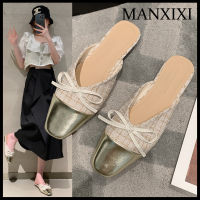 MANXIXI รองเท้าโลฟเฟอร์แฟชั่นสำหรับผู้หญิงรองเท้าส้นเตี้ยโบว์สวย (ขนาด32-40)