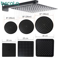 Stainless steel  Black Bathroom Ultrathin 2 mm Rain Shower Head 8/10/12 Inch Wall &amp; Ceiling Square &amp; Round Rainfall Shower head Showerheads