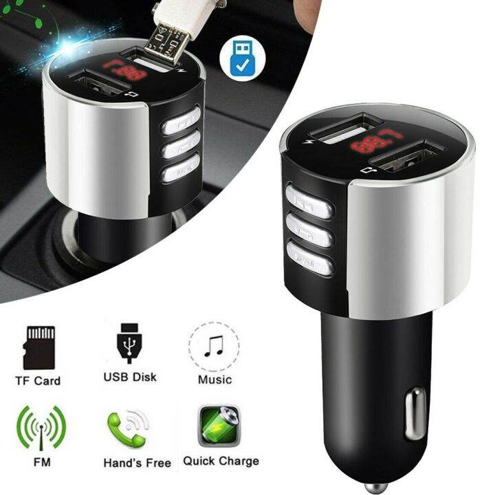 Bộ Phát FM Bluetooth Trên Xe Hơi Bộ Chuyển Đổi Radio Bộ Sạc Điện Thoại USB  Kép Máy Nghe Nhạc MP3 Sạc Nhanh Cho Iphone Xiaomi Huawei Samsung 