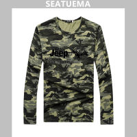 SEATUEMA ชายเสื้อยืดลายพรางพิมพ์เสื้อยืดบวกขนาดเสื้อยืดแขนยาวเสื้อผ้าลำลองผู้ชาย