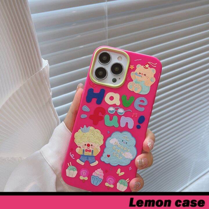 lemon-เคสโทรศัพท์มือถือ-แบบนิ่ม-ลายการ์ตูนกราฟฟิตี้-สีชมพู-มันวาว-สไตล์เกาหลี-สําหรับ-14-14pro-14plus-14promax-7-8-7plus-8plus-11-12-x-xs-xr-xsmax-11pro-12pro-11promax-12promax-13-13pro-13promax-qc731