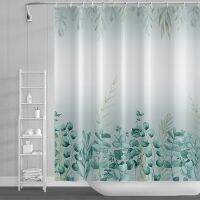 【hot】✆♞✔  Eucalyptus Leaves Shower Curtains Watercolor Boho Floral Morden Bathtub Curtain Room With Hooks