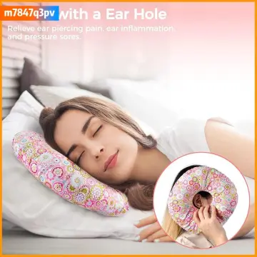 Soft Ear Piercing Pillow with Hole for Side Sleepers Relaxation Donut  Cushion