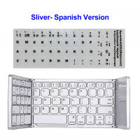 Portable Folding BT Russian English Spanish Keyboard Wireless Rechargeable Foldable Touchpad for IOS Android Windows ipad Tablet