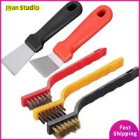 JIYAN2866 5pcs ทนทานสำหรับงานหนัก ชุดแปรงลวด เหล็กไร้สนิม ทองเหลืองเบิ้ล แปรงรอยขีดข่วน คุณภาพสูงมาก สีแดงเเดง ที่ขัดทำความสะอาด