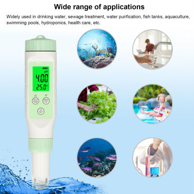 3 in 1 TDS PH Temperature Meter ความแม่นยำสูง Backlit แสดงผล PH Meter Water Quality Tester for Pool