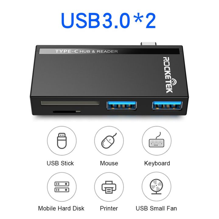 rocketek-usb-type-c-3-1-type-c-ฮับ3-0-2-0-4k-hdmi-รองรับไมโครการ์ดความจำ-การ์ดรีดเดอร์-sd-pd-dc-สำหรับ-macbook-pro-air-feona