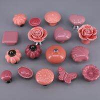 1PC Ceramic Dresser knobs Pink/rose red Cabinet Drawer Door Cupboard Pull Knobs Handles Childrens Room Closet Handles Door Hardware Locks