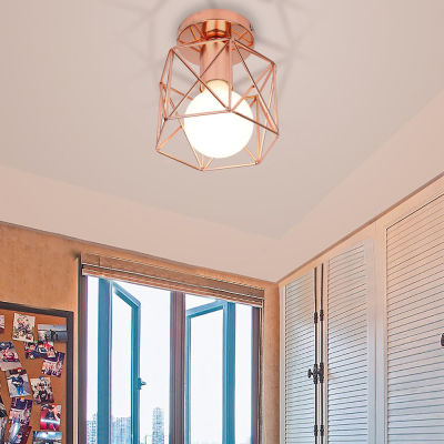 Modern Nordic Minimalism Led Ceiling Lights Retro Iron Lamp for Home Living Room Decor Kitchen Loft Light Plafonnier Rose Gold