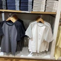 Uniqlo ชุดคู่ห้องลองเสื้อผู้ชาย,เสื้อผ้าฝ้ายแขนแร็กแลนเข้าชุดกันทุกสีแขนสั้น E449040/457833