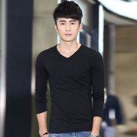[COD] sweetheart collar long mens long-sleeved t-shirt blood version of autumn clothes tops outerwear soil V