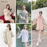 ขาว/ครีม/น้ำตาล/ชมพู/เขียว SLYQ MADE ? PROVENCE RUFFLE LINEN DRESS เดรสคอระบายผูกโบว์แขนยาว