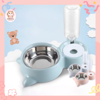 ?Animal Shopping? ?พร้อมส่ง?ชามอาหารสัตว์ 2in1 เครื่องให้อาหารสุนัขและแมวอัตโนมัติ ชามอาหารแมว ชามปรับองศา ให้น้ำอัตโนมัติ ถ้วยข้าวหมาว