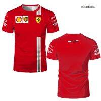 2023 NewF1เสื้อยืดผู้ชาย3D พิมพ์เสื้อแขนสั้น2023ฤดูร้อนสูตรใหม่หนึ่งสีแดง Ferrari TeamSports กลางแจ้ง