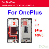 กลางกรอบที่อยู่อาศัยสำหรับ O Neplus 1 + 9 9R 9Pro 10 Pro 9RT ปกหลังกลางที่อยู่อาศัยฝาด้วยปุ่มด้านข้างอะไหล่