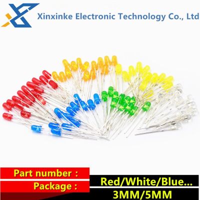 100PCS 3MM F3 LED Light LED Luminous Tube Round Green Yellow Blue White Red Color LED Light Lamp Emitting Diode Electrical Circuitry Parts