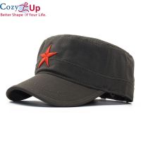 Cozy Upหมวกเบสบอลใหม่สีแดงห้าแฉกดาวเย็บปักถักร้อยสันทนาการปรับได้