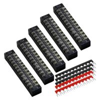 10 Pcs Terminal Block 12 Positions Dual Row 600V 15A Screw Terminal Strip Blocks with Cover Terminal Strip