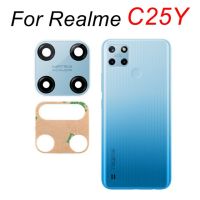 กระจกกล้องถ่ายรูปหลังหลักสำหรับ C25y Realme C25-Y Rmx3265 Rmx3268 Rmx3269กระจกกล้องถ่ายรูปมีกาวที่เปลี่ยนฝาครอบส่วน