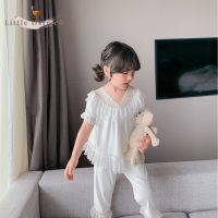 Baby Girl Cotton Princess Pajamas Set Short Sleeve Shirt+Pant 2PCS Dress Infant Toddler Sleepwear Baby Clothes Set Home Suit