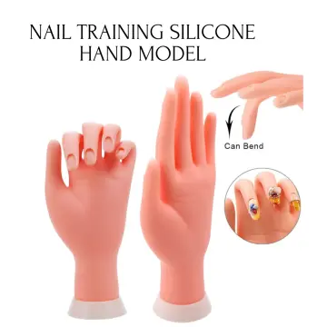 Realistic silicone hand adjustable fingers (nail trainer)